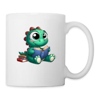 Dino reads a book - Mug - white - Right