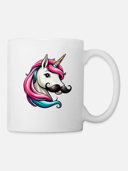 Licorne à moustache - Mug blanc - blanc