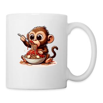 Monkey enjoying spaghetti bolognese - Mug - white - Right