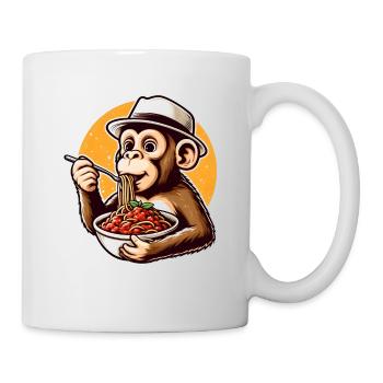 Monkey enjoying spaghetti bolognese - Mug - white - Right