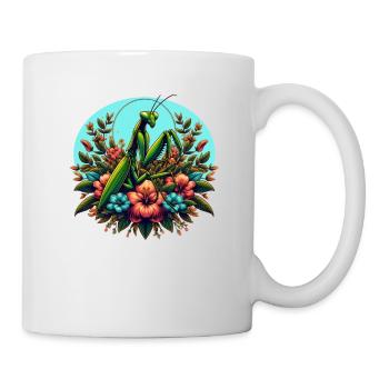Gottesanbeterin im Blumenmeer - Tasse - Weiß - Rechts