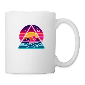 Dinosaure rétro dans le triangle des années 80 - Mug blanc - blanc - Droite