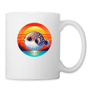 Poisson-globe au coucher du soleil - Mug blanc - blanc - Droite