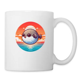 Poisson-globe au coucher du soleil - Mug blanc - blanc - Droite