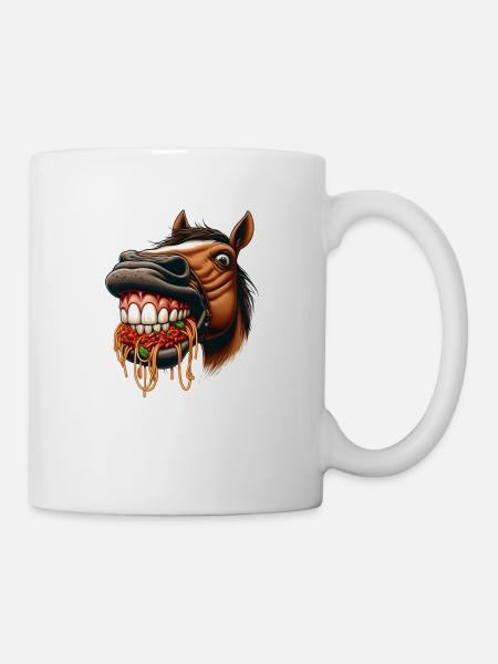 Cheval amoureux des pâtes - Mug blanc - blanc