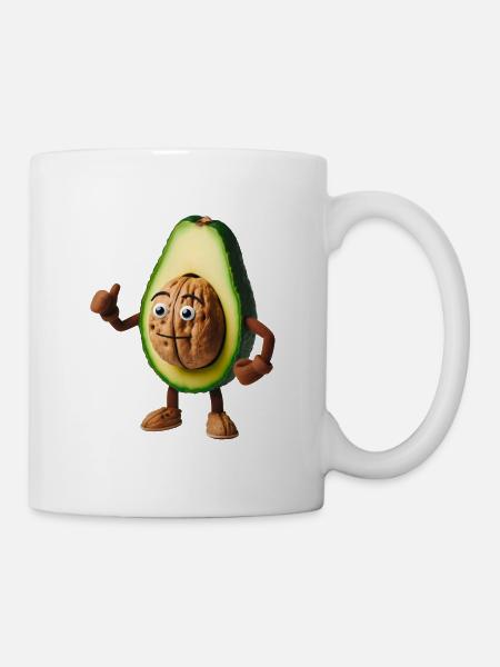 Niedliche Avocado mit Walnusskern! - Tasse - Weiß