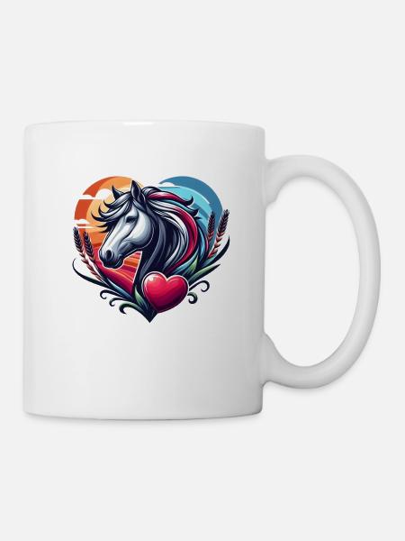 Pferdekopf Herz Pferdeliebhaber - Tasse - Weiß