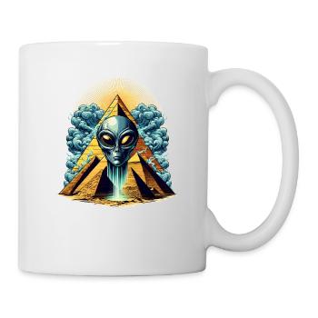 Alien head in pyramid - Mug - white - Right