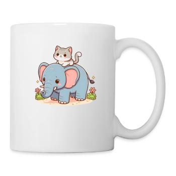 Cat rides elephant - Mug - white - Right