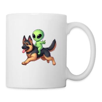 Alien on German Shepherd - Mug - white - Right