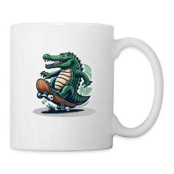 Crocodile de skateboard - Mug blanc - blanc - Droite