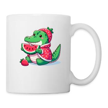 Crocodile en costume de pastèque - Mug blanc - blanc - Droite