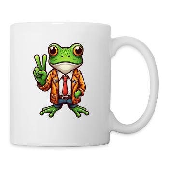 Friedensfrosch - Inspirierendes Motiv - Tasse - Weiß - Rechts