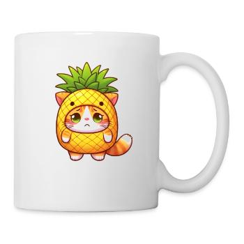 Niedliche Katze im Ananas-Kostüm - Tasse - Weiß - Rechts