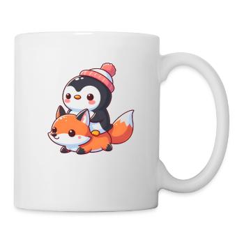 Pinguin reitet Fuchs - Tasse - Weiß - Rechts