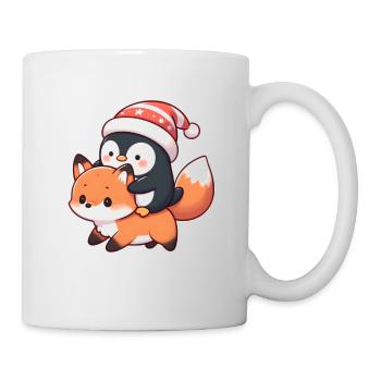 Penguin rides fox - Mug - white - Right