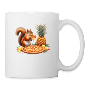 Squirrel enjoying pizza - Mug - white - Right