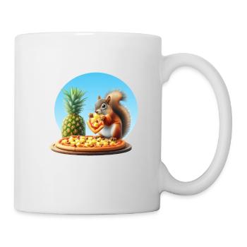 Squirrel enjoying pizza - Mug - white - Right