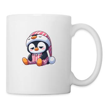 Schläfriger Pinguin im Schlafanzug - Tasse - Weiß - Rechts