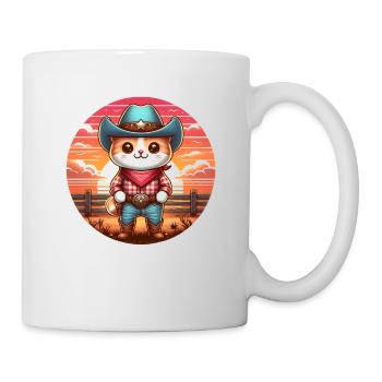 Cowboy-Katze - Tasse - Weiß - Rechts
