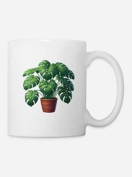 Wunderschöne Monstera Pflanze - Tasse - Weiß