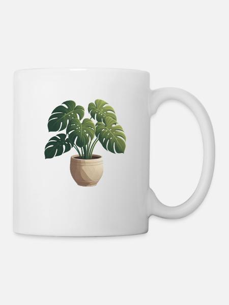 Wunderschöne Monstera Pflanze - Tasse - Weiß