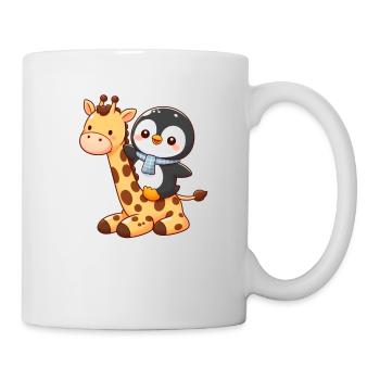 Pinguin reitet Giraffe - Tasse - Weiß - Rechts