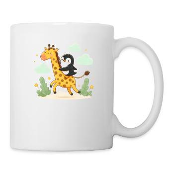 Pinguin reitet Giraffe - Tasse - Weiß - Rechts