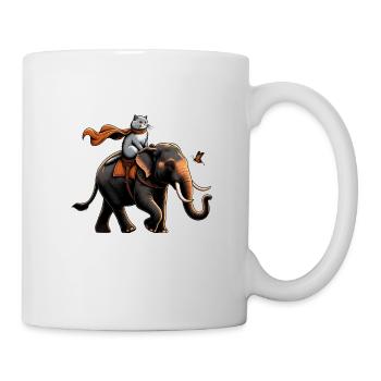 Proud cat riding elephant - Mug - white - Right