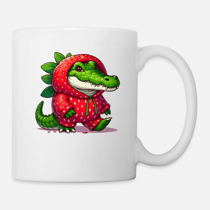 Krokodil im Erdbeerkostüm - Tasse - Weiß