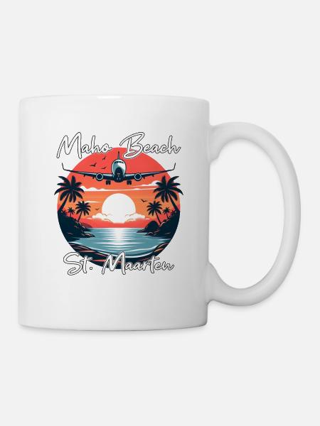 Spectacle d’avions au-dessus de la plage de Maho - Mug blanc - blanc