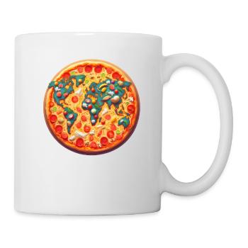 Weltkarte auf Pizza - Tasse - Weiß - Rechts