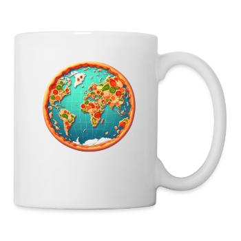 Weltkarte auf Pizza - Tasse - Weiß - Rechts