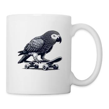 Perroquet gris africain sur skateboard - Mug blanc - blanc - Droite
