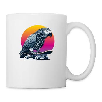 Perroquet gris africain sur skateboard - Mug blanc - blanc - Droite