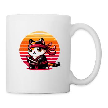 Ninja cat in sunset - Mug - white - Right