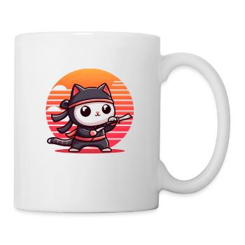 Ninja cat in sunset - Mug - white - Right