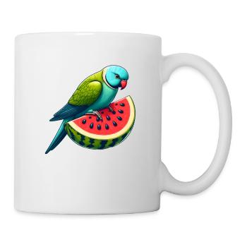Indischer Ringhals Papagei Wassermelone - Tasse - Weiß - Rechts