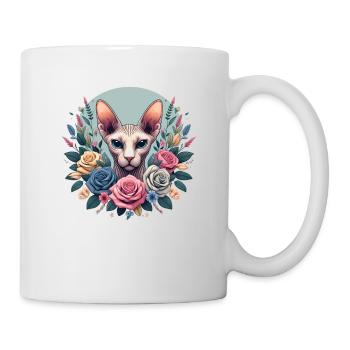 Chat Sphynx avec Fleurs - Mug blanc - blanc - Droite