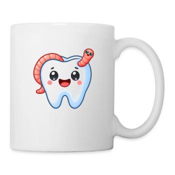 Funny tooth with worm - Mug - white - Right