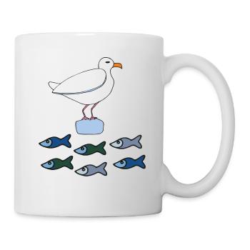 möve mit fischen - Tasse - Weiß - Rechts