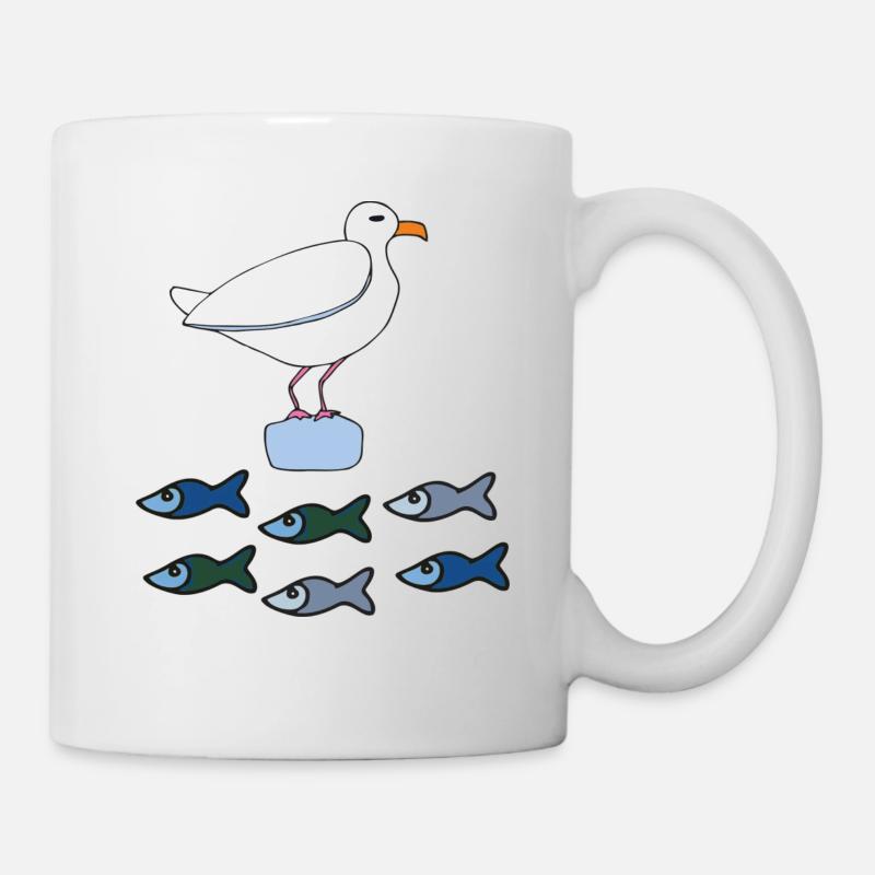 möve mit fischen - Tasse - Weiß