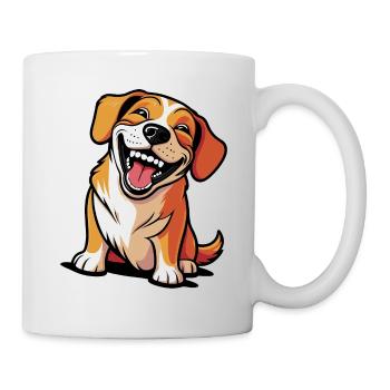 Lachender Hund - Tasse - Weiß - Rechts