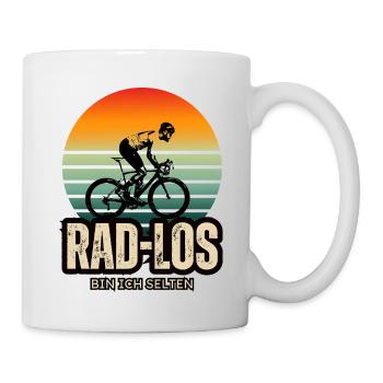 Lustiger Rennrad-Spruch - Rad los bin ich selten - Tasse - Weiß - Rechts