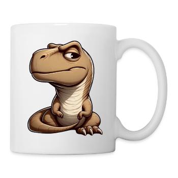 Skeptischer neugieriger T-Rex Dinosaurier - Tasse - Weiß - Rechts