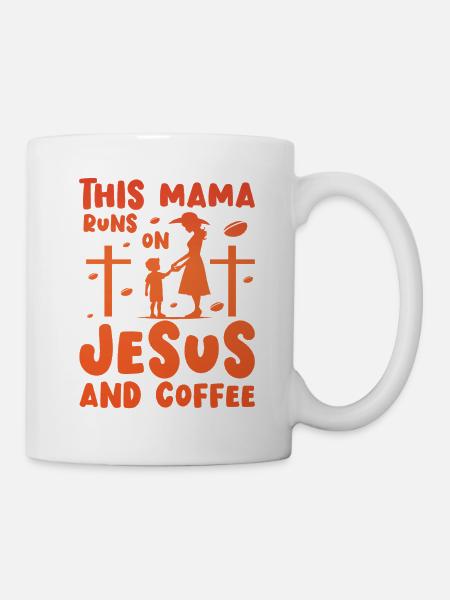 Diese Mama läuft auf Jesus und Kaffee - Tasse - Weiß