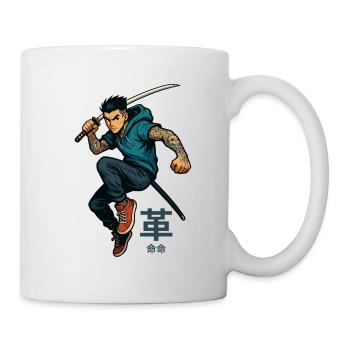 Samurai mit Katana - Tasse - Weiß - Rechts