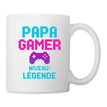 Papa GAMER Niveau : Légende cadeau fête des pères - Mug blanc - blanc - Droite