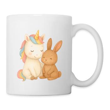 Einhorn und Häschen Kuschelzeit - Tasse - Weiß - Rechts