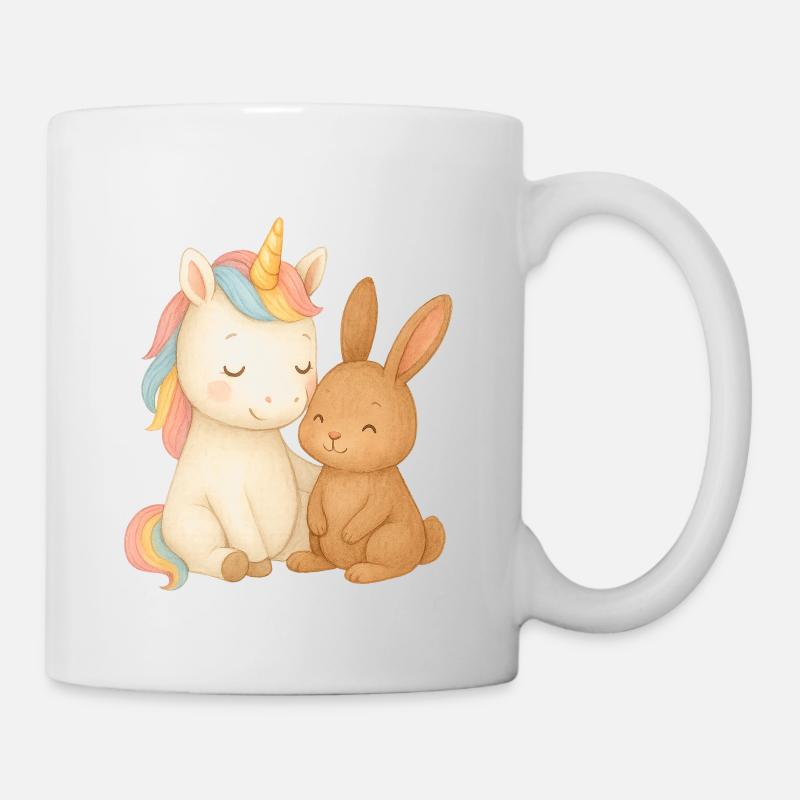 Unicorn and bunny cuddle time - Mug - white